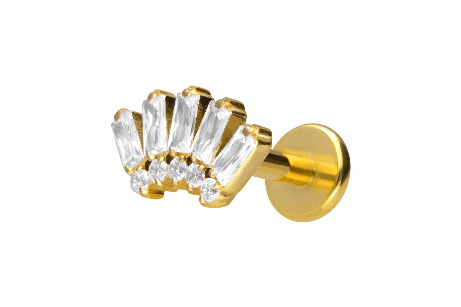 Titan Labret Piercing mit Push Fit 10 EINGEFASSTE KRISTALLE